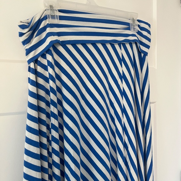 Bundle 2 Gap Maxi Skirt Striped XL Flowy Soft Fold Over Navy/Bright Blue Modest - Picture 3 of 16